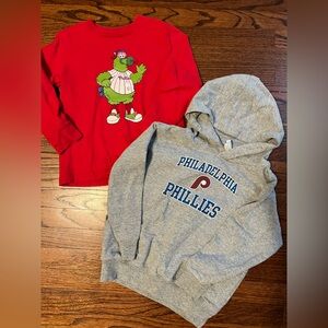 Philadelphia Phillies Unisex Girls Hoodie Phanatic T-Shirt 5/6 Bundle Set